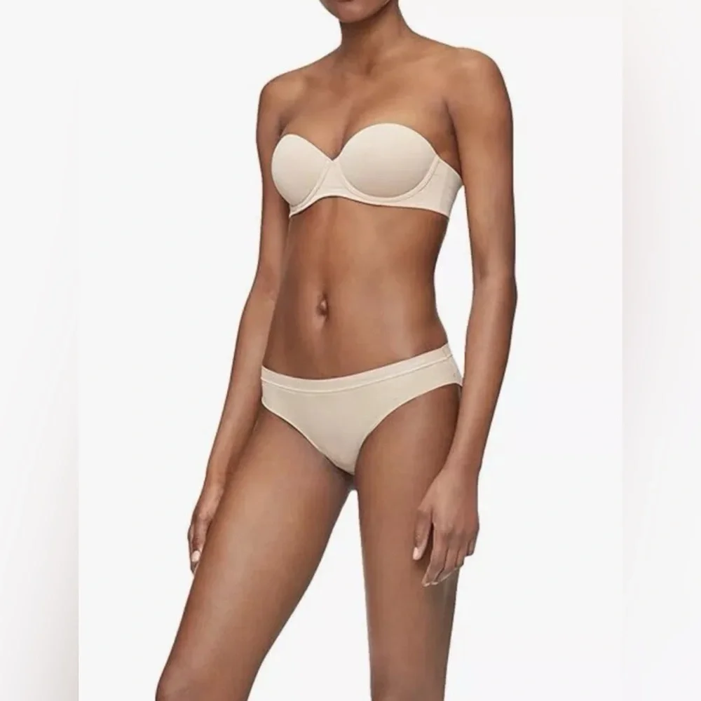 Calvin Klein Perfectly Fit Strapless Convertible Push-Up Bra Beige Size 34D